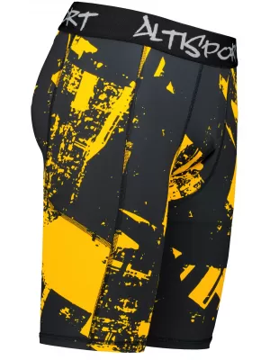 Pánské sportovní legíny nad kolena premium ALTISPORT VOJ/ALM079LEG02 ČERNOŽLUTÁ