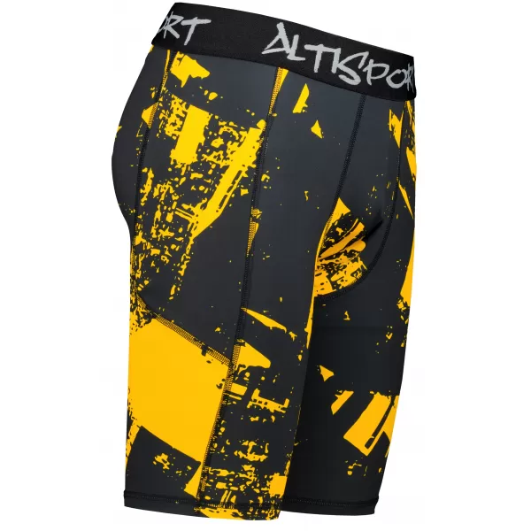  Pánské sportovní legíny nad kolena premium ALTISPORT VOJ/ALM079LEG02 ČERNOŽLUTÁ 