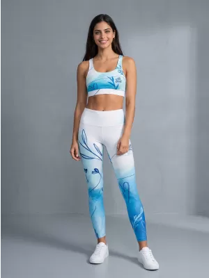 Dámské dlouhé legíny premium ALTISPORT VOJ/ALW083LEG01 BÍLOMODRÁ