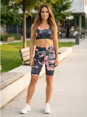 Dámské legíny nad kolena premium ALTISPORT VOJ/ALW080LEG02 ČERNÁ-LOSOSOVÁ