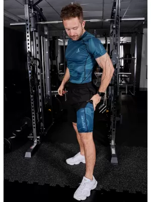 Pánské sportovní legíny nad kolena premium ALTISPORT VOJ/ALM072LEG02 PETROLEJOVÁ