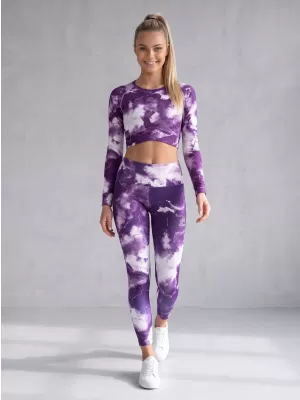 Dámské dlouhé legíny premium ALTISPORT VOJ/ALW066LEG01 BÍLOFIALOVÁ