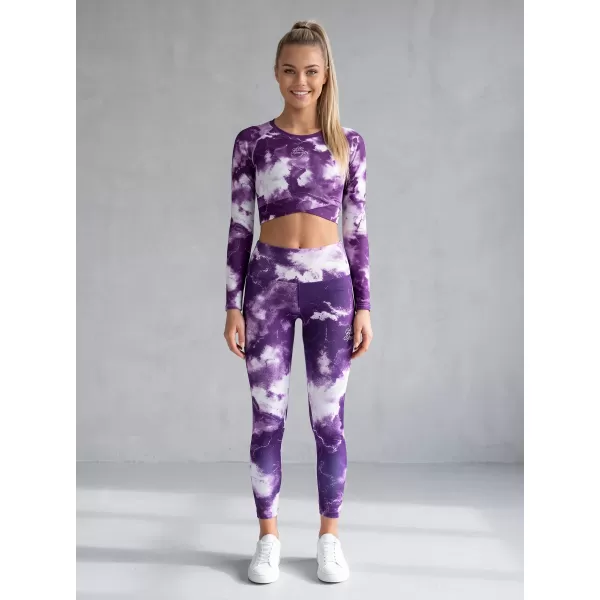  Dámské dlouhé legíny premium ALTISPORT VOJ/ALW066LEG01 BÍLOFIALOVÁ 