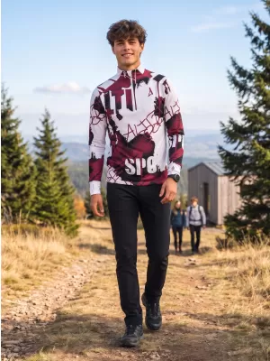 Pánská sportovní mikina premium plus ALTISPORT VOJ/ALM076MI04 BÍLÁ/RUDÁ