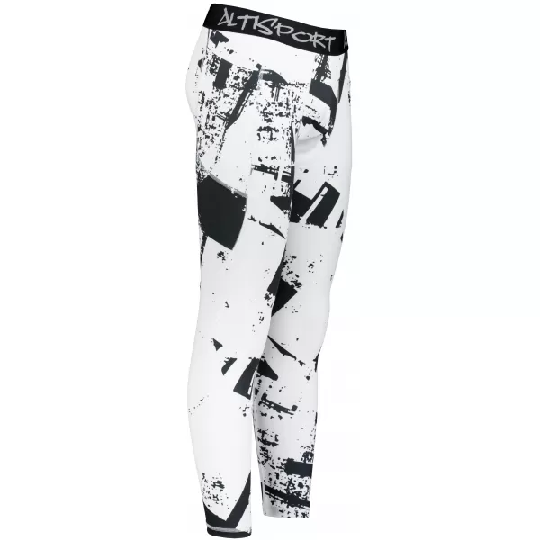  Pánské sportovní legíny dlouhé premium ALTISPORT VOJ/ALM079LEG01 BÍLOČERNÁ 