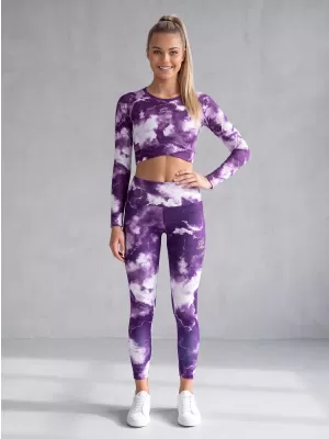 Dámské dlouhé legíny premium ALTISPORT VOJ/ALW066LEG01 BÍLOFIALOVÁ