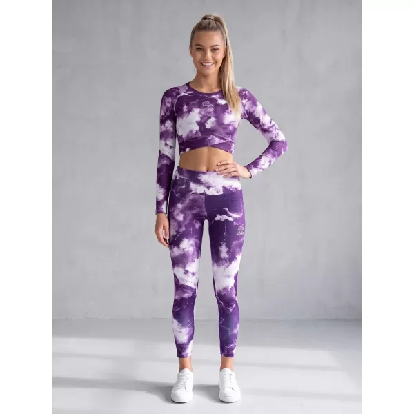  Dámské dlouhé legíny premium ALTISPORT VOJ/ALW066LEG01 BÍLOFIALOVÁ 