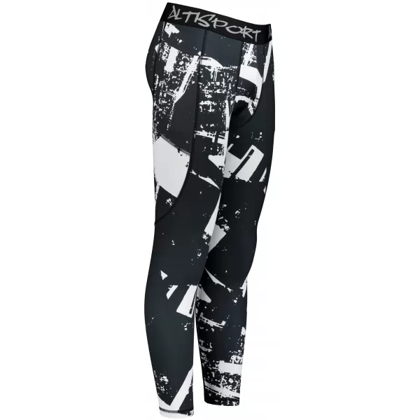  Pánské sportovní legíny dlouhé premium ALTISPORT VOJ/ALM079LEG01 ČERNOBÍLÁ 