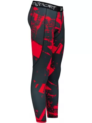 Pánské sportovní legíny dlouhé premium ALTISPORT VOJ/ALM079LEG01 ČERNOČERVENÁ