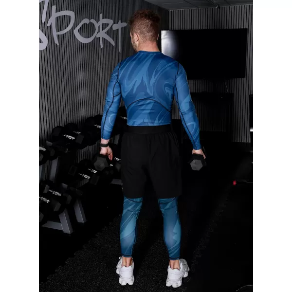  Pánské sportovní legíny dlouhé premium ALTISPORT VOJ/ALM072LEG01 PETROLEJOVÁ 