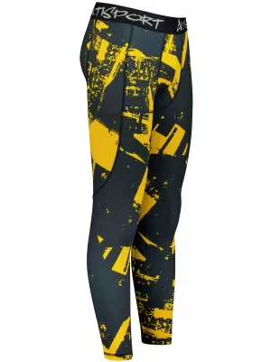 Pánské sportovní legíny dlouhé premium ALTISPORT VOJ/ALM079LEG01 ČERNOŽLUTÁ