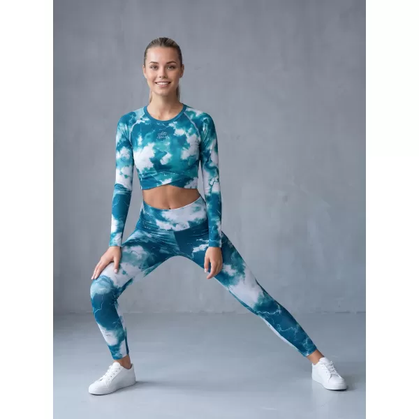  Dámské dlouhé legíny premium ALTISPORT VOJ/ALW066LEG01 ZELENOMODRÁ 