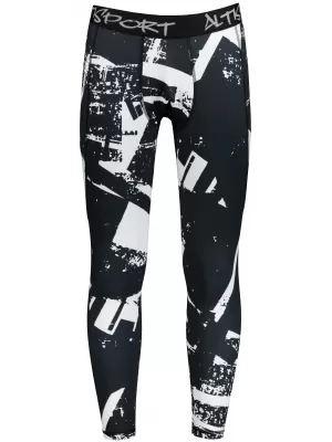 Pánské sportovní legíny dlouhé premium ALTISPORT VOJ/ALM079LEG01 ČERNOBÍLÁ