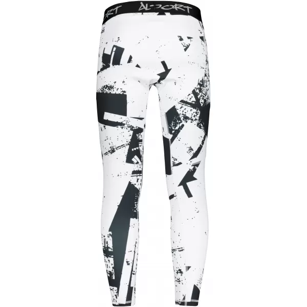  Pánské sportovní legíny dlouhé premium ALTISPORT VOJ/ALM079LEG01 BÍLOČERNÁ 