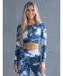 Dámský funkční crop top s dlouhým rukávem premium ALTISPORT VOJ/ALW066TR04 TMAVĚ MODRÁ