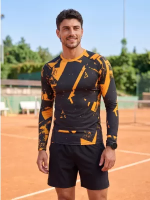 Pánské funkční kompresní tričko s dlouhým rukávem premium ALTISPORT VOJ/ALM079TR03 ČERNOŽLUTÁ