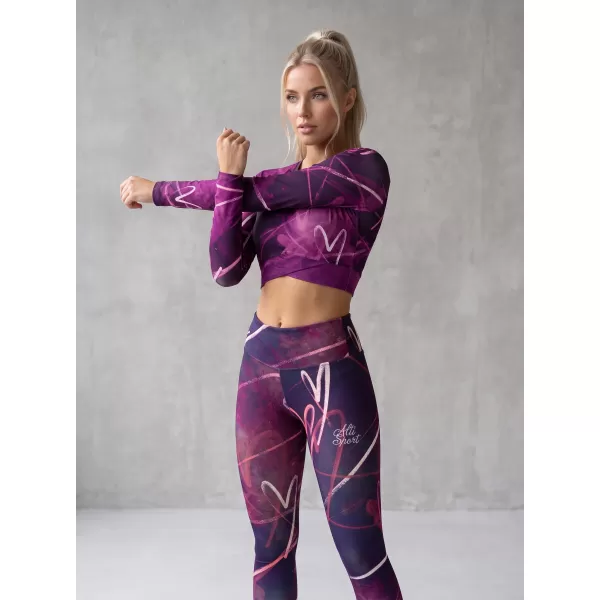  Dámský funkční crop top s dlouhým rukávem premium ALTISPORT VOJ/ALW082TR04 FIALOVÁ 