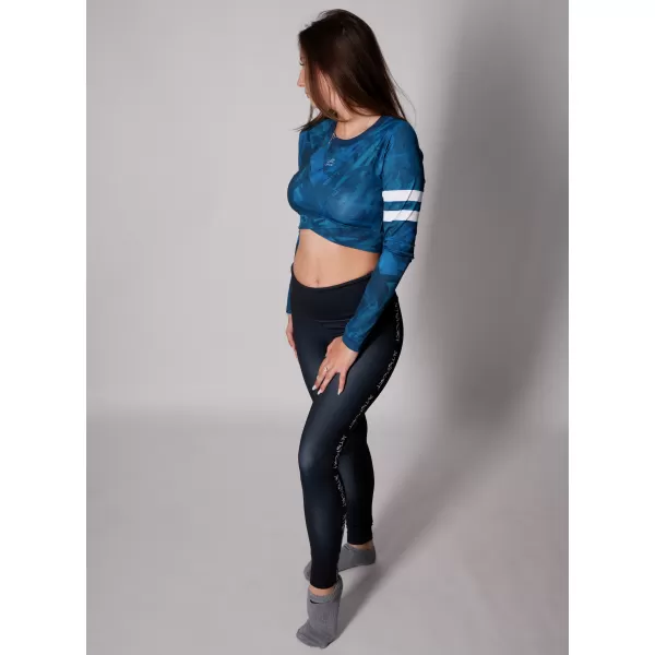  Dámský funkční crop top s dlouhým rukávem premium ALTISPORT VOJ/ALW096TR04 PETROLEJOVÁ 