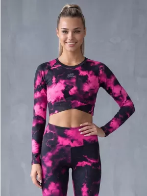 Dámský funkční crop top s dlouhým rukávem premium ALTISPORT VOJ/ALW066TR04 ČERNORŮŽOVÁ