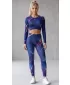 Dámský funkční crop top s dlouhým rukávem premium ALTISPORT VOJ/ALW082TR04 TMAVĚ MODRÁ