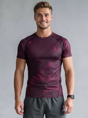 Pánské funkční kompresní triko s krátkým rukávem premium ALTISPORT VOJ/ALM072TR04 WINE-RED