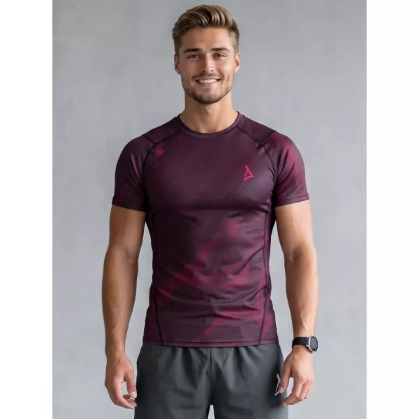  Pánské funkční kompresní triko s krátkým rukávem premium ALTISPORT VOJ/ALM072TR04 WINE-RED 