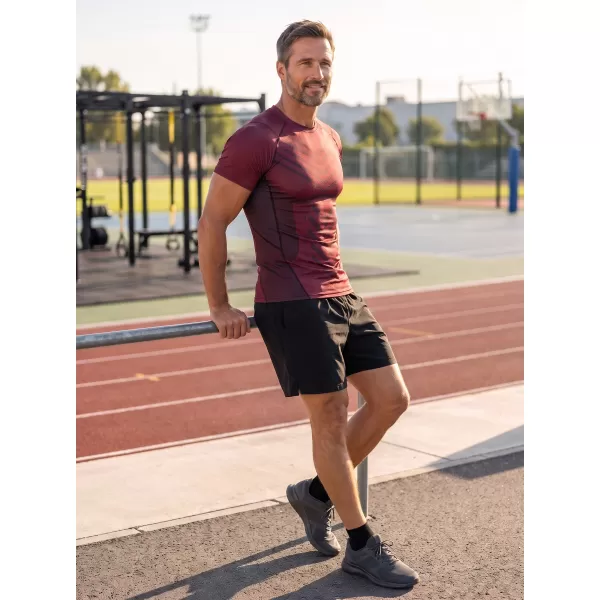  Pánské funkční kompresní triko s krátkým rukávem premium ALTISPORT VOJ/ALM095TR04 WINE-RED 