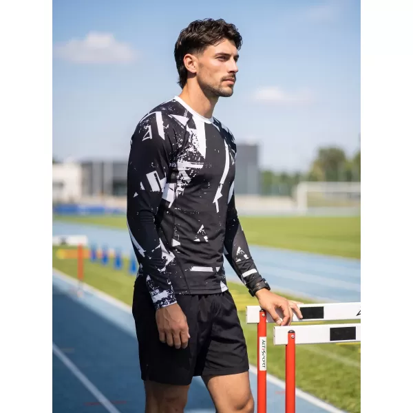  Pánské funkční kompresní tričko s dlouhým rukávem premium ALTISPORT VOJ/ALM079TR03 ČERNOBÍLÁ 