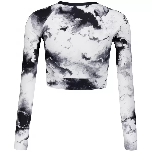  Dámský funkční crop top s dlouhým rukávem premium ALTISPORT VOJ/ALW066TR04 BÍLOČERNÁ 