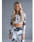 Dámský funkční crop top s dlouhým rukávem premium ALTISPORT VOJ/ALW066TR04 BÍLOČERNÁ
