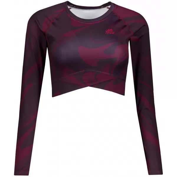  Dámský funkční crop top s dlouhým rukávem premium ALTISPORT VOJ/ALW072TR04 WINE-RED 
