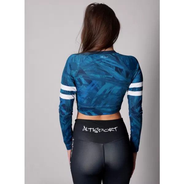  Dámský funkční crop top s dlouhým rukávem premium ALTISPORT VOJ/ALW096TR04 PETROLEJOVÁ 