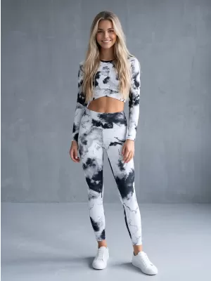 Dámský funkční crop top s dlouhým rukávem premium ALTISPORT VOJ/ALW066TR04 BÍLOČERNÁ
