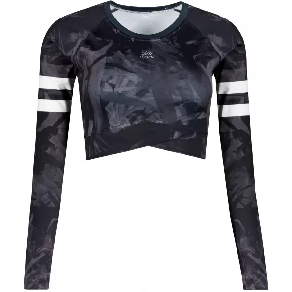  Dámský funkční crop top s dlouhým rukávem premium ALTISPORT VOJ/ALW096TR04 ČERNÁ 