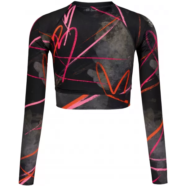  Dámský funkční crop top s dlouhým rukávem premium ALTISPORT VOJ/ALW082TR04 ČERNÁ 