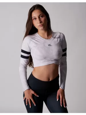 Dámský funkční crop top s dlouhým rukávem premium ALTISPORT VOJ/ALW096TR04 BÍLÁ