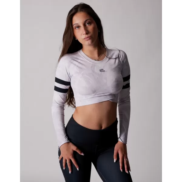  Dámský funkční crop top s dlouhým rukávem premium ALTISPORT VOJ/ALW096TR04 BÍLÁ 