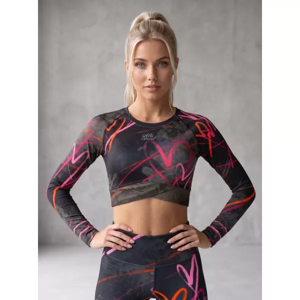  Dámský funkční crop top s dlouhým rukávem premium ALTISPORT VOJ/ALW082TR04 ČERNÁ 