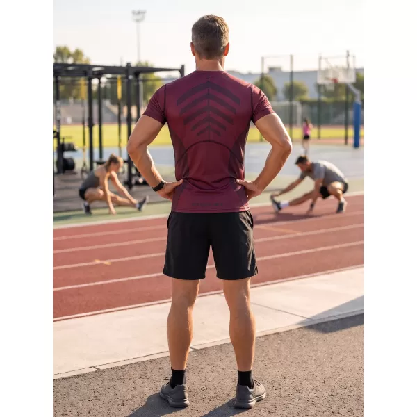  Pánské funkční kompresní triko s krátkým rukávem premium ALTISPORT VOJ/ALM095TR04 WINE-RED 
