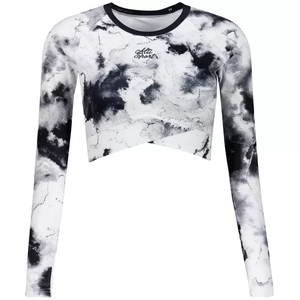  Dámský funkční crop top s dlouhým rukávem premium ALTISPORT VOJ/ALW066TR04 BÍLOČERNÁ 