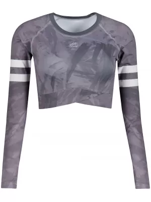 Dámský funkční crop top s dlouhým rukávem premium ALTISPORT VOJ/ALW096TR04 ŠEDÁ