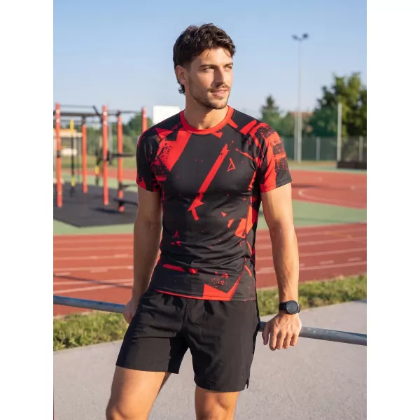  Pánské funkční kompresní triko s krátkým rukávem premium ALTISPORT VOJ/ALM079TR04 ČERNOČERVENÁ 