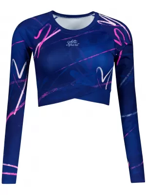 Dámský funkční crop top s dlouhým rukávem premium ALTISPORT VOJ/ALW082TR04 TMAVĚ MODRÁ
