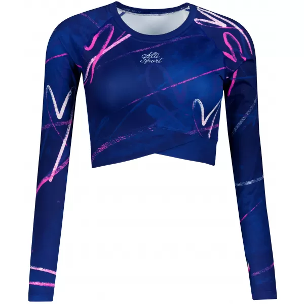  Dámský funkční crop top s dlouhým rukávem premium ALTISPORT VOJ/ALW082TR04 TMAVĚ MODRÁ 
