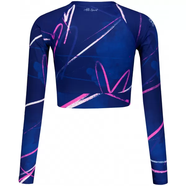  Dámský funkční crop top s dlouhým rukávem premium ALTISPORT VOJ/ALW082TR04 TMAVĚ MODRÁ 
