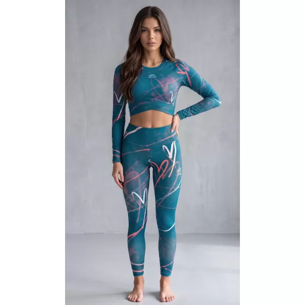  Dámský funkční crop top s dlouhým rukávem premium ALTISPORT VOJ/ALW082TR04 PETROLEJOVÁ 