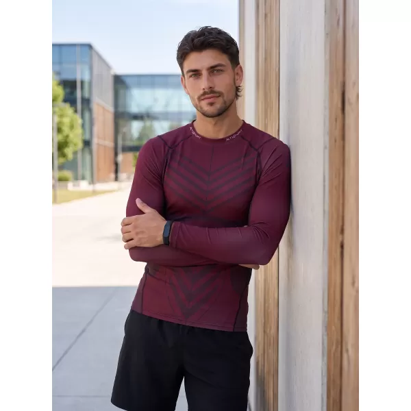  Pánské funkční kompresní tričko s dlouhým rukávem premium ALTISPORT VOJ/ALM095TR03 WINE-RED 