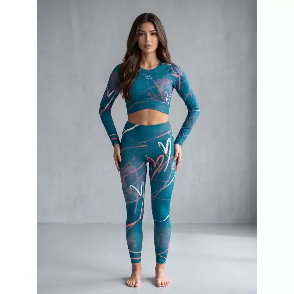  Dámský funkční crop top s dlouhým rukávem premium ALTISPORT VOJ/ALW082TR04 PETROLEJOVÁ 