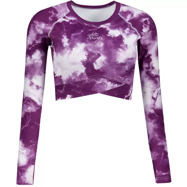  Dámský funkční crop top s dlouhým rukávem premium ALTISPORT VOJ/ALW066TR04 BÍLOFIALOVÁ 