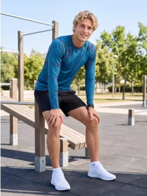 Pánské funkční kompresní tričko s dlouhým rukávem premium ALTISPORT VOJ/ALM079TR03 MODRÁ